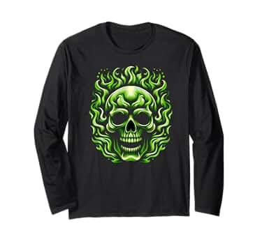 Amazon.com: Cool Flaming Green Skull Awesome Fun Graphic